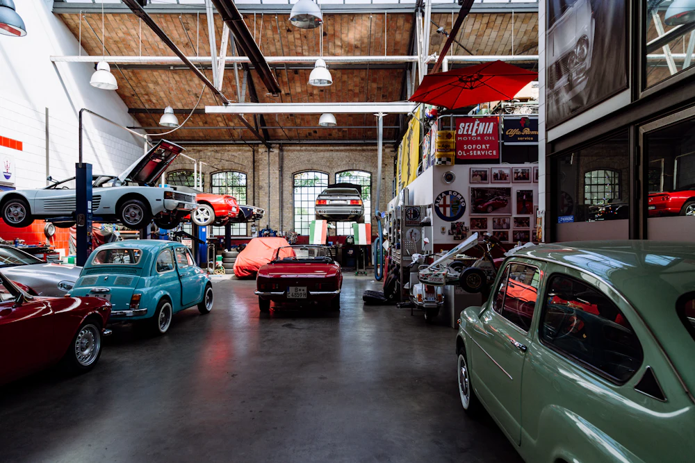 Auto repair shop with cars on lifts